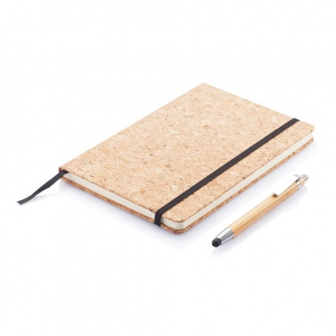 Logo trade promotional item photo of: A5 notebook with bamboo pen including stylus